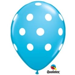 11" Rbn Egg Blue w/WHT Polka Dots 50CT