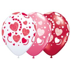 11" Etched Hearts Red/Pnk/Wht BLNS 50CT