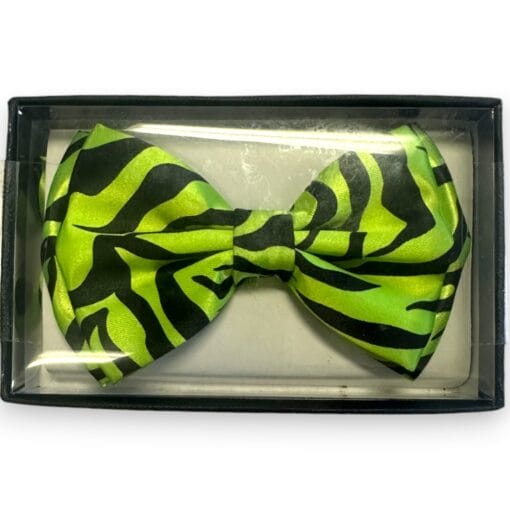 Green Zebra Stripe Costume Bow Tie