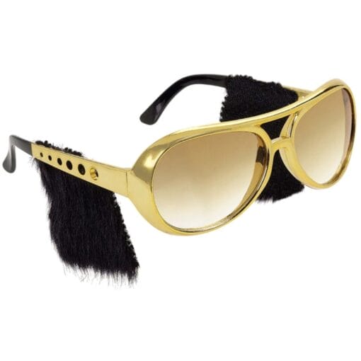 Gold Vegas Glasses With Black Sideburns