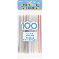 Plastic Striped Straws 100CT