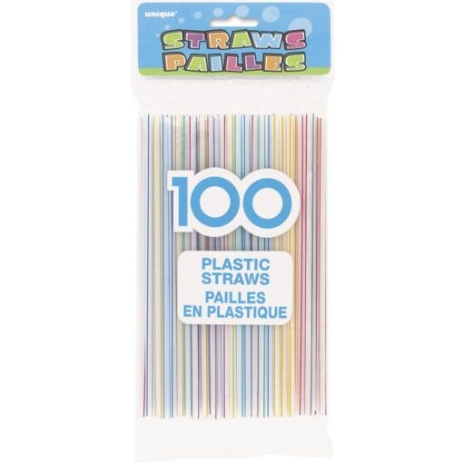 Plastic Striped Straws 100Ct