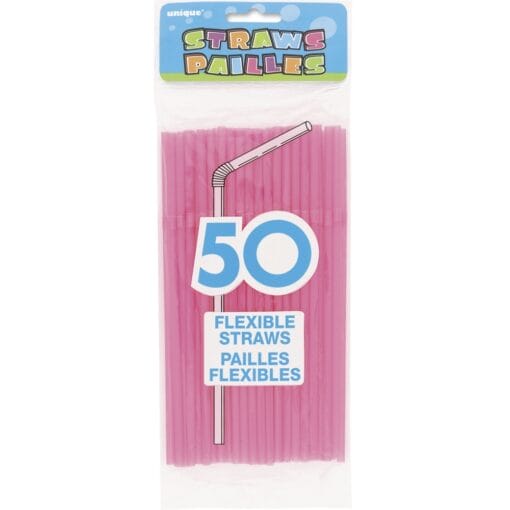 Neon Plastic Flex Straws 50Ct Astd