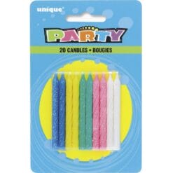 Glitter Spiral Birthday Candles Astd 20CT