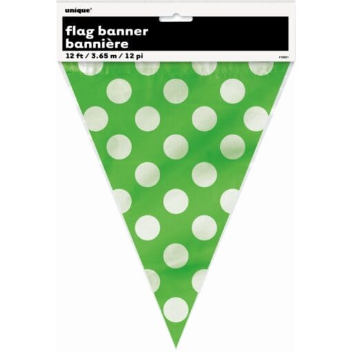 Lime Green Dots Pennant Banner 12Ft