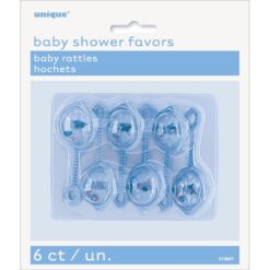 Baby Rattle 2.5'' Blue Favors 6CT