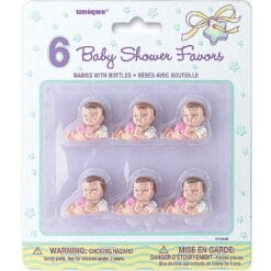 Pink Baby w/Bottle Favor 1" 6CT