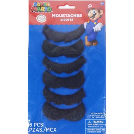 Super Mario Self-Adhesive Moustaches 6Ct