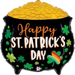 30" SHP St Pats Lucky Pot of Gold Mylar Balloon