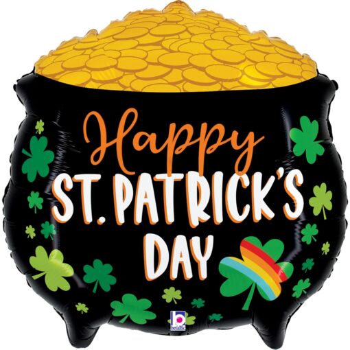 30&Quot; Shp St Pats Lucky Pot Of Gold Mylar Balloon