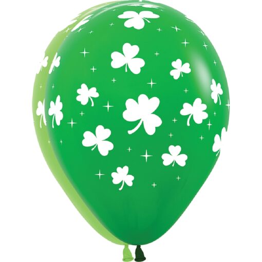 11&Quot; Prt Green W/White Shamrocks Latex Balloons 50Ct