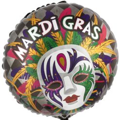 18" RND Mardi Gras w/Mask Foil Balloon