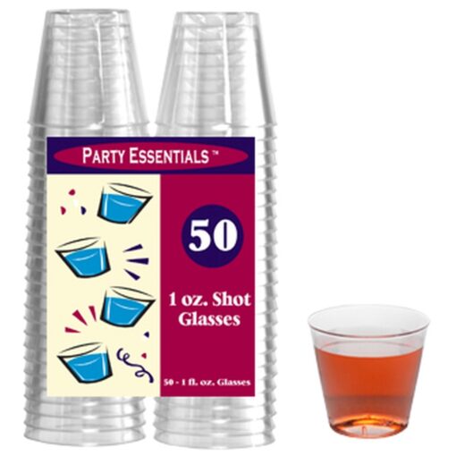 Shot Glasses, 1Oz Clear Plastic 50Ct