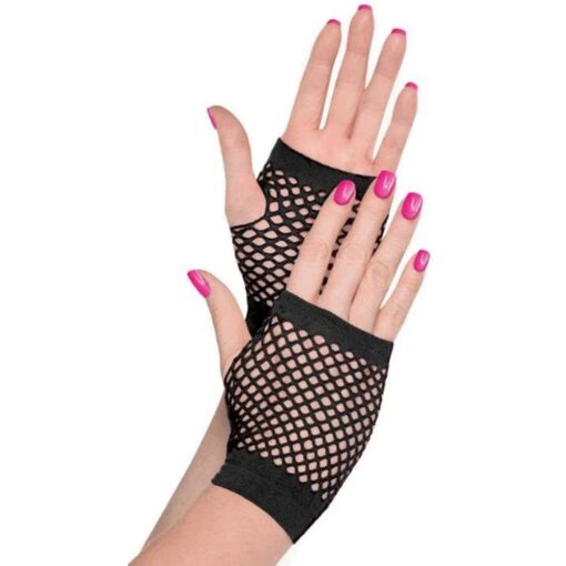 80&Quot; Fingerless Fishnet Gloves Black