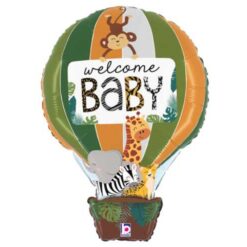 24" SHP Welcome Baby Hot Air Balloon w/Jungle Animals Foil Balloon