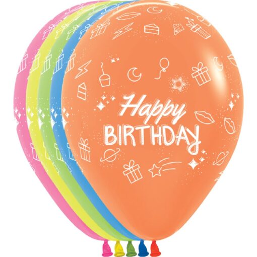 11&Quot; Prt Birthday Neon Party Latex Balloons 50Ct