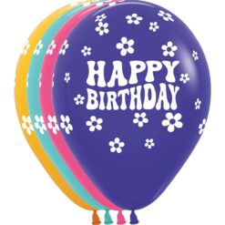 11" Happy Birthday Daisies Print Latex Balloons 50CT