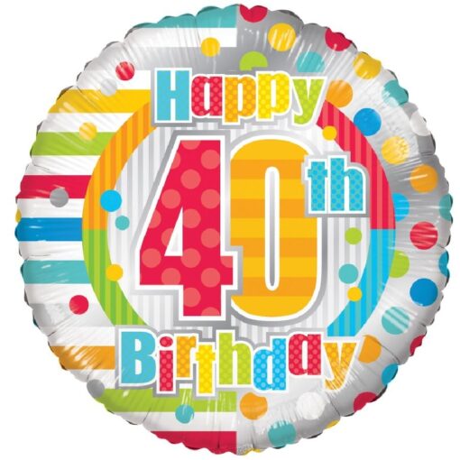 18&Quot; Rnd 40Yo Birthday Polka Dots Foil Balloon