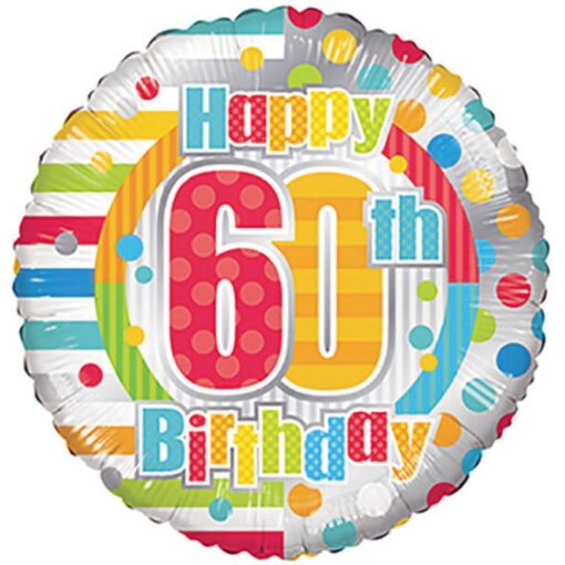 18&Quot; Rnd 60Yo Birthday Polka Dots Foil Balloon