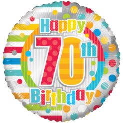 18" RND 70yo Birthday Polka Dots Balloon
