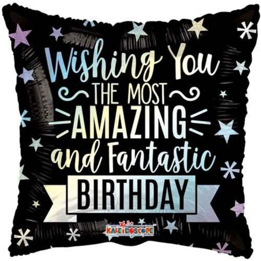 18&Quot; Sqr Amazing Birthday Black Foil Balloon