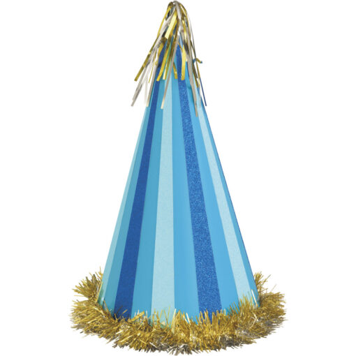 Blue Stripe Birthday Cone Hat