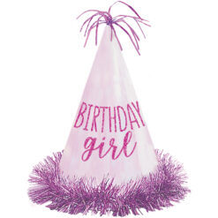 Birthday Girl Glitter Fringe Cone Hat EA