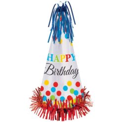Happy Bday Foil Fringe Party Hat 13"