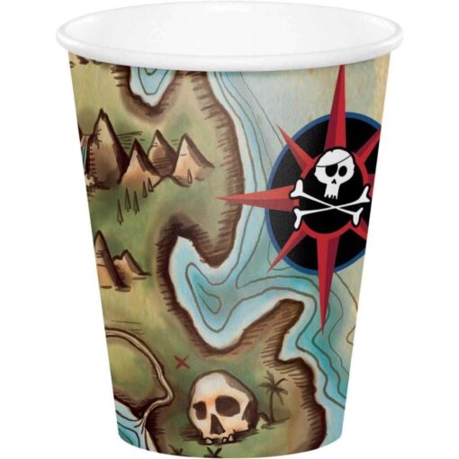 Pirate'S Map Cups Hot/Cold 9Oz 8Ct
