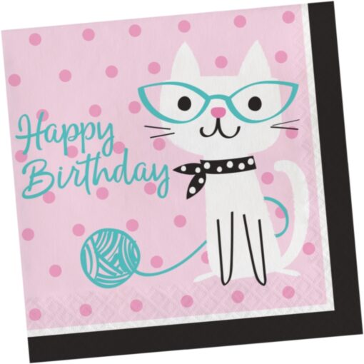 Purr-Fect Party Happy Birthday Napkins Lunch 16Ct