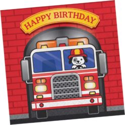 Flaming Fire Truck Napkins Lunch Happy Birthday 16CT