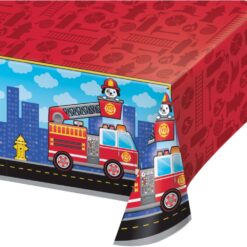 Flaming Fire Truck Table Cover Plastic 54" x 102" Ea
