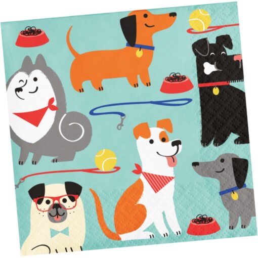 Dog Party Napkins Lunch 16Ct