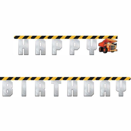 Big Dig Construction Large Jointed Birthday Banner