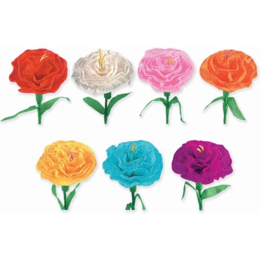 Festive Paper Flowers Long Stem Astd Ea