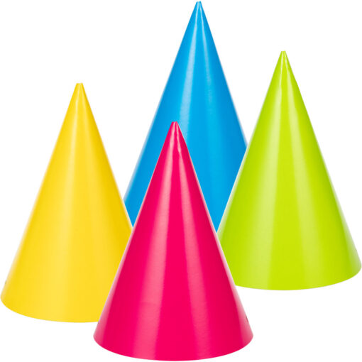 Party Hats Astd Neon Colors 8Ct