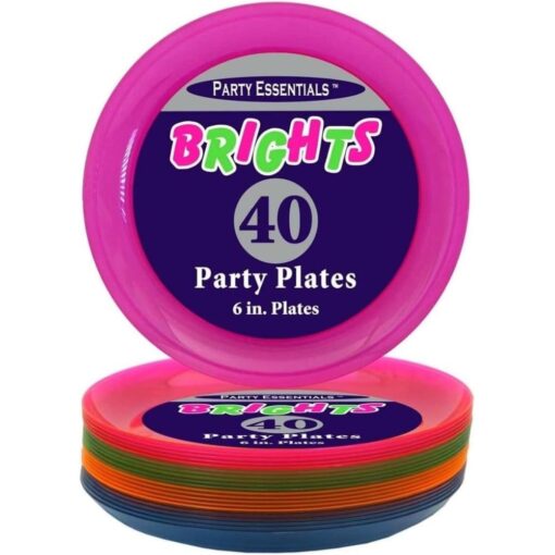 Neon Color Plates Plastic Astd Rnd 6&Quot; 40Ct
