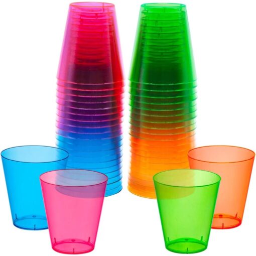 Neon Shot Glasses Plastic Astd 2Oz 40Ct