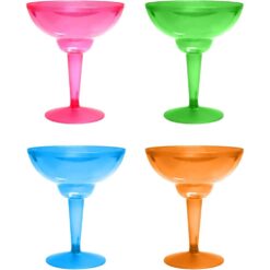 Margarita Glasses Astd Neon Colors Two-Piece Plastic 12oz 12CT