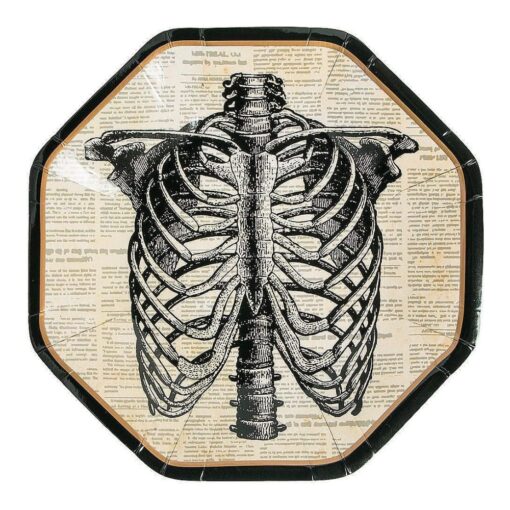Vintage Skeleton Octagonal Plates Paper 7&Quot; 8Ct