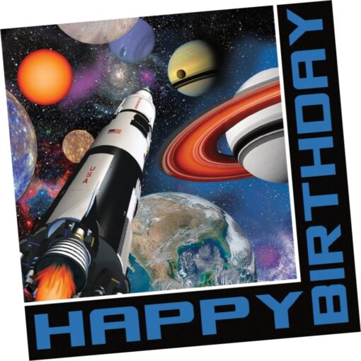 Space Blast Hbd Napkins Beverage 16Ct