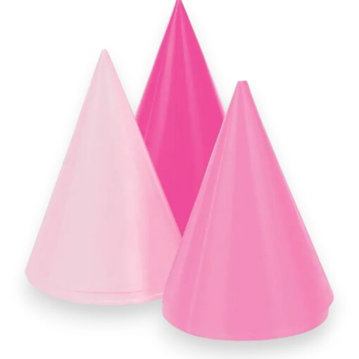 Pink Mini Cone Party Hats 8Ct