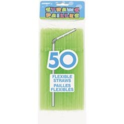 Neon Plastic Flex Straws 50CT Astd 7 Neon Plastic Flex Straws 50Ct Astd