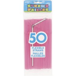 Neon Plastic Flex Straws 50CT Astd