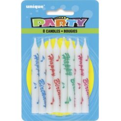 Printed Happy Birthday Candles Astd 8CT