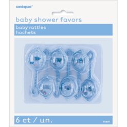 Baby Rattle 2.5'' Blue Favors 6CT