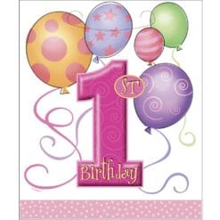 1st Birthday Pink Lootbags 8CT