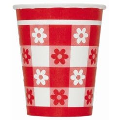 Red Gingham Cups 9oz 8CT
