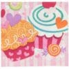Cupcake Hearts Napkin Beverage 16Ct