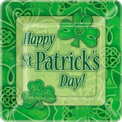 St Pats Clover Plates SQR 9" 8CT